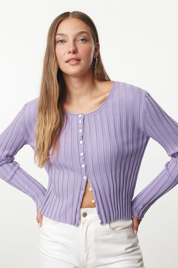 Trendyol Trendyol Lilac Button Detailed Knitwear Cardigan