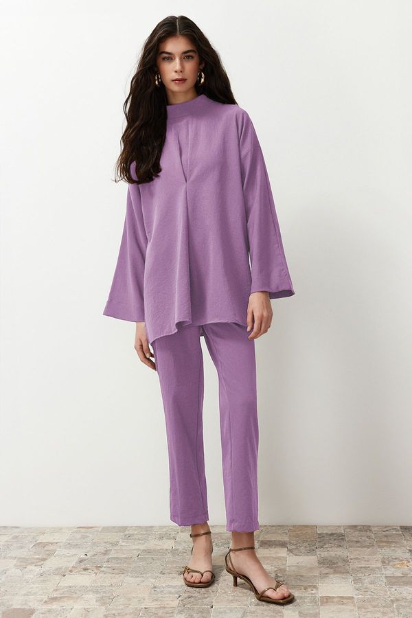 Trendyol Trendyol Lilac Collar Detail Woven Bottom Top Set