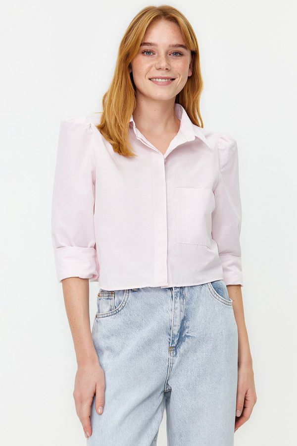Trendyol Trendyol Lilac Crop Regular Fit Woven Shirt