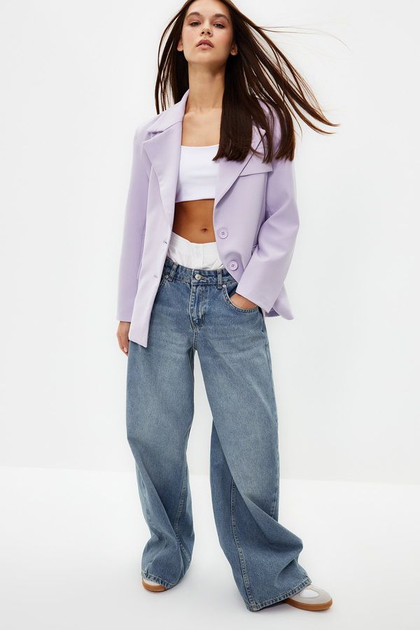 Trendyol Trendyol Lilac Oversize Lined Woven Blazer Jacket