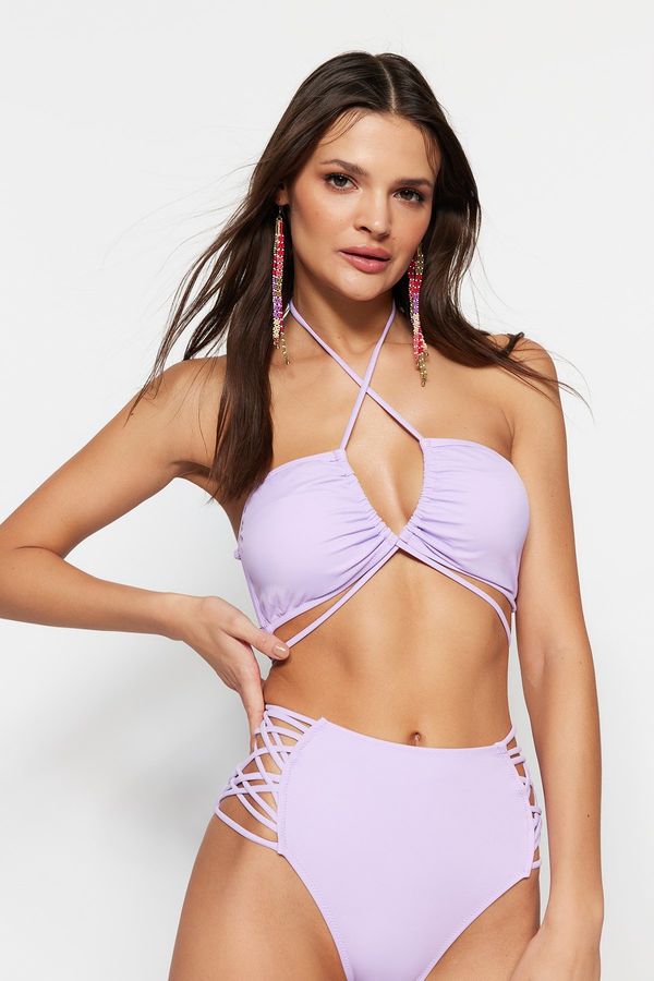 Trendyol Trendyol Lilac Strapless Tie-Up Bikini Top