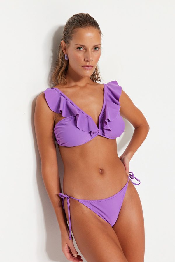 Trendyol Trendyol Lilac Underwired Flounces Bikini Top
