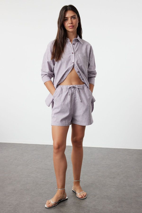 Trendyol Trendyol Lilac Waist Striped Shorts & Bermuda