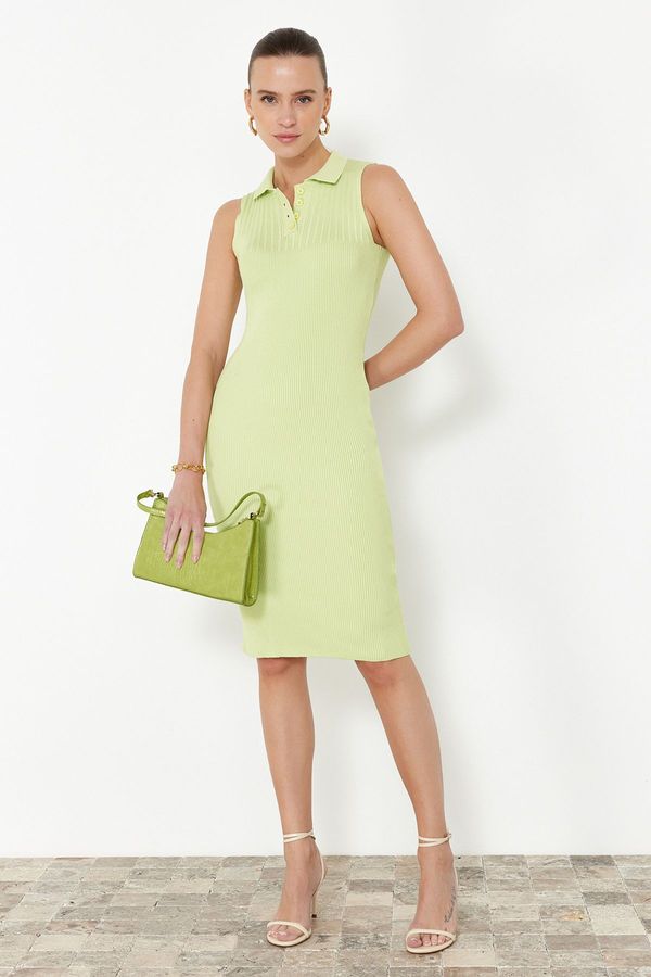 Trendyol Trendyol Lime Midi Knitwear Polo Neck Dress