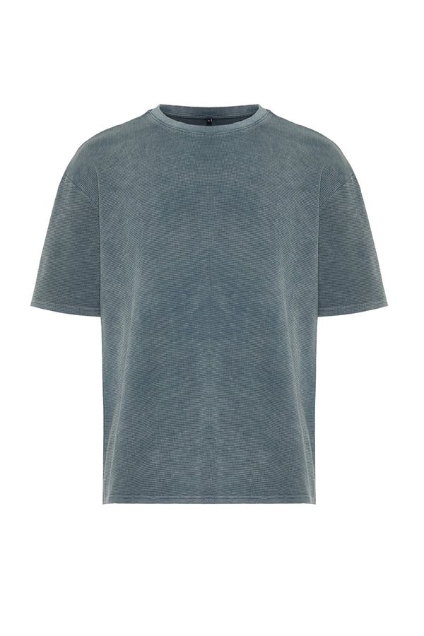 Trendyol Trendyol Limited Edition Anthracite Relaxed/Comfortable Cut Pale Effect Textured T-Shirt