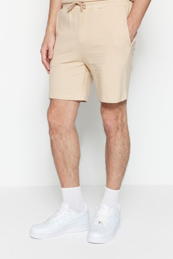 Trendyol Trendyol Limited Edition Beige Regular 100% Cotton Textured Shorts