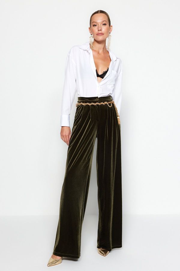 Trendyol Trendyol Limited Edition Khaki Velvet Trousers