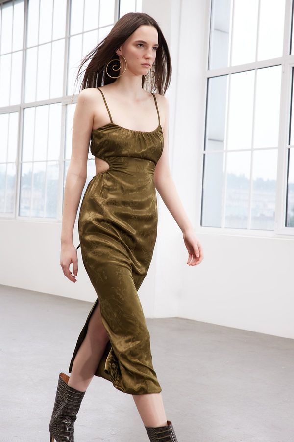 Trendyol Trendyol Limited Edition Khaki Woven Satin Dress