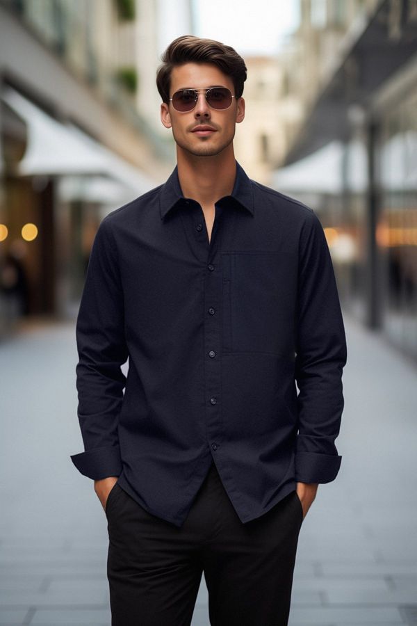 Trendyol Trendyol Limited Edition Navy Blue Gabardine Relaxed Fit Limited Edition Shirt Jacket