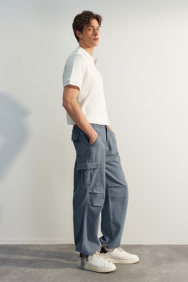 Trendyol Trendyol Limited Edition Navy Blue Loose Fit Tied Leg Cargo Pants