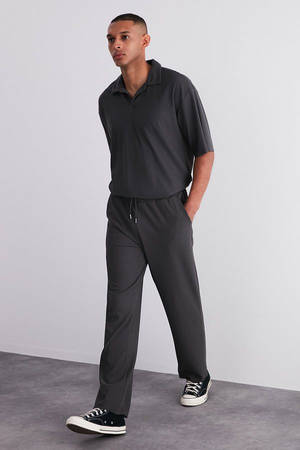 Trendyol Trendyol Limited Edition Smoked Comfort/Wide Leg Textured Hidden Lace Up Wrinkle-Free Sweatpants