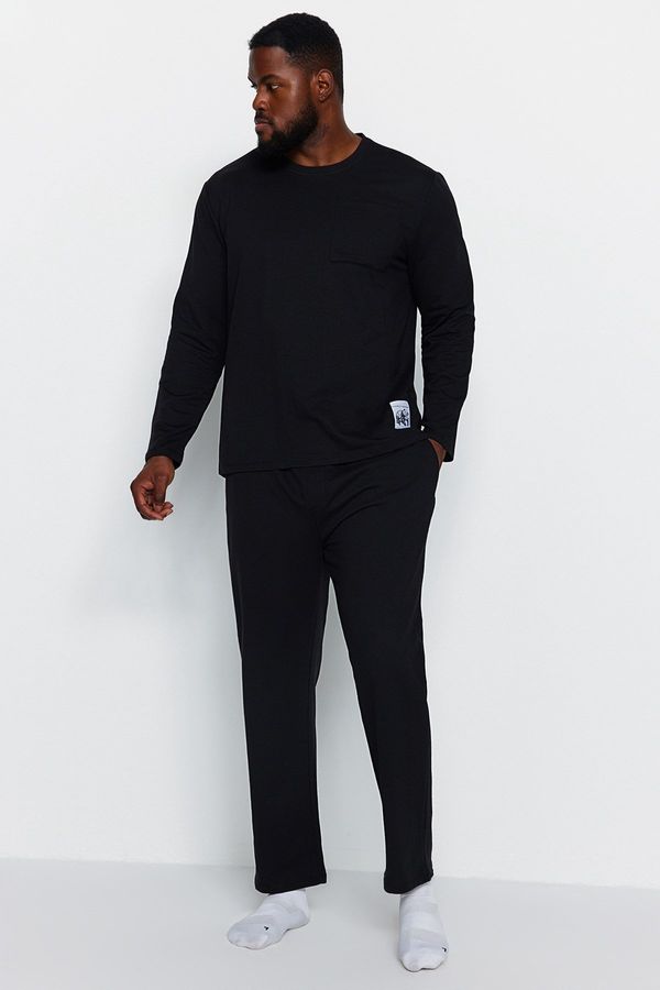 Trendyol Trendyol Men's Black Label Detailed Plus Size Pajamas Set