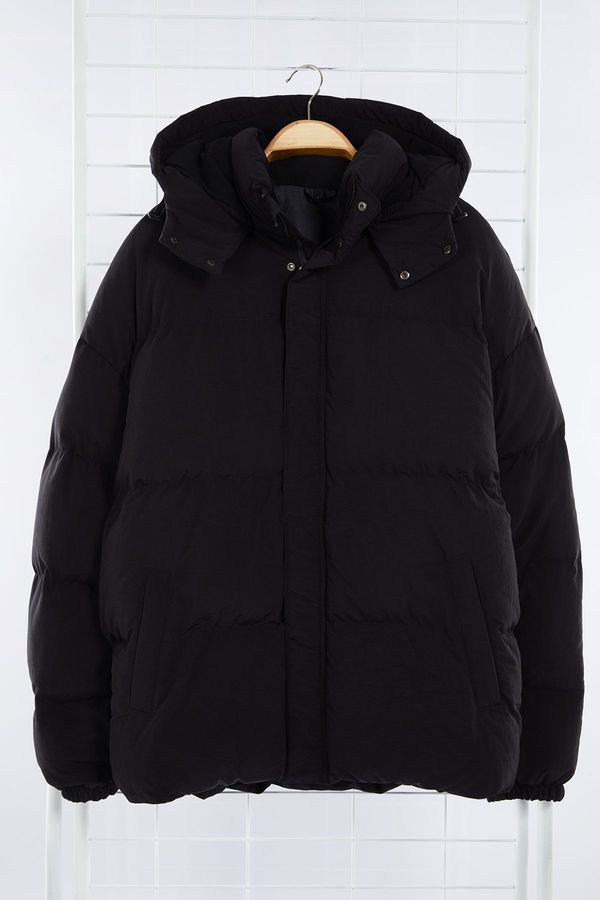 Trendyol Trendyol Men's Black Oversize Fit Hooded Taslan Winter Coat