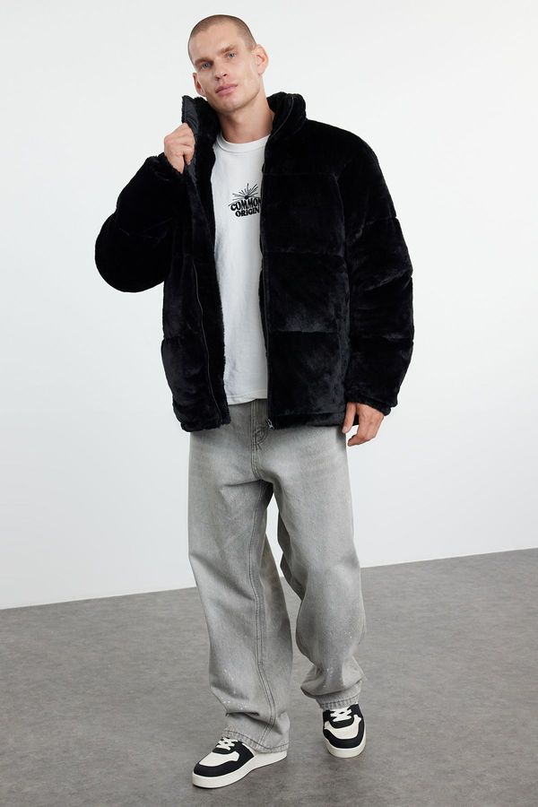 Trendyol Trendyol Men's Black Plush Fabric Lined Padded Winter Puffer Coat