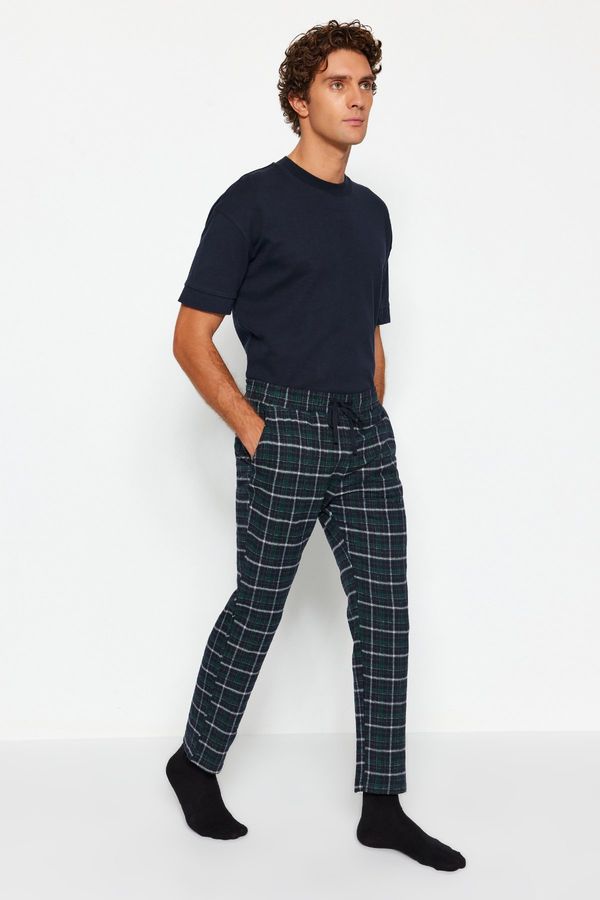 Trendyol Trendyol Men's Navy Blue Green Plaid Regular Fit Woven Pajama Bottoms