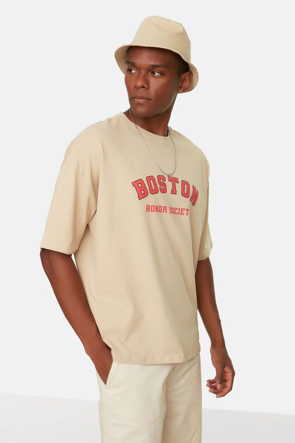 Trendyol Trendyol Men's Oversize/Wide Cut City Printed Crew Neck Short Sleeve 100% Cotton T-Shirt