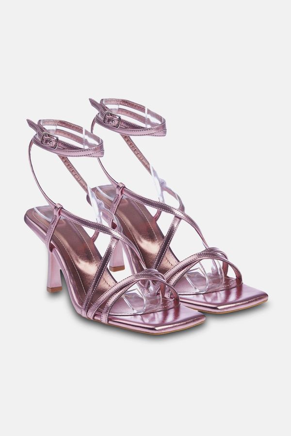 Trendyol Trendyol Metallic Pink Lace-Up Women's Heeled Sandals