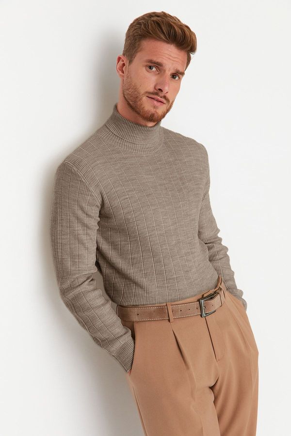 Trendyol Trendyol Mink FL Men's Regular Turtleneck Plain Knitwear Sweater