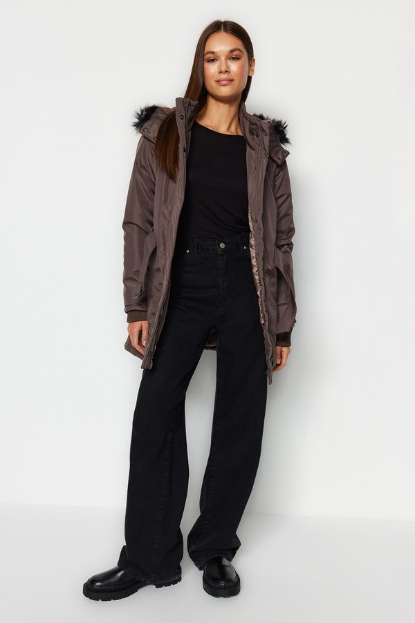 Trendyol Trendyol Mink Fur Coat with Hooded Belt, Water-repellent Parka