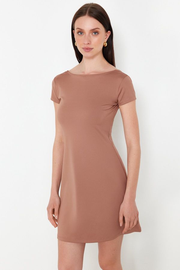 Trendyol Trendyol Mink More Sustainable A-line/bell Form Stretchy Knitted Mini Dress
