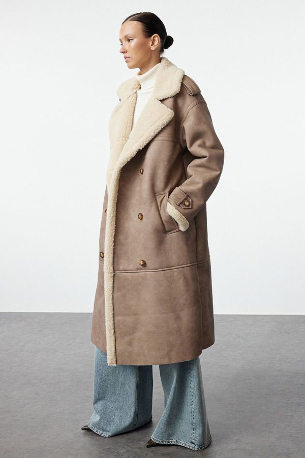 Trendyol Trendyol Mink Oversize Für Lined Long Suede Coat