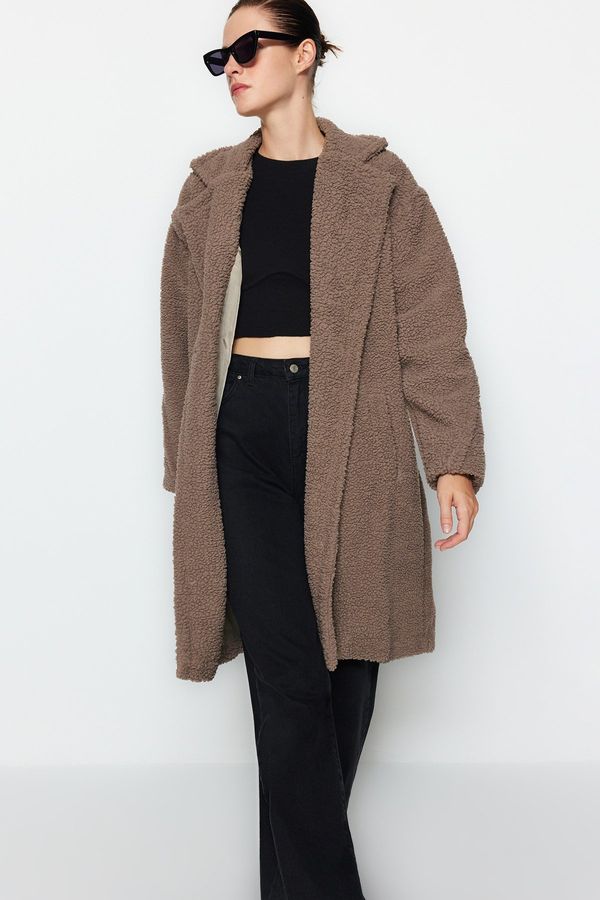 Trendyol Trendyol Mink Oversize Wide-Cut Long Plush Coat