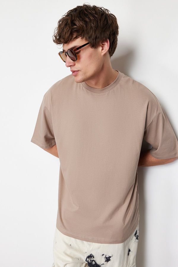 Trendyol Trendyol Mink Oversize/Wide Cut Basic 100% Cotton T-Shirt