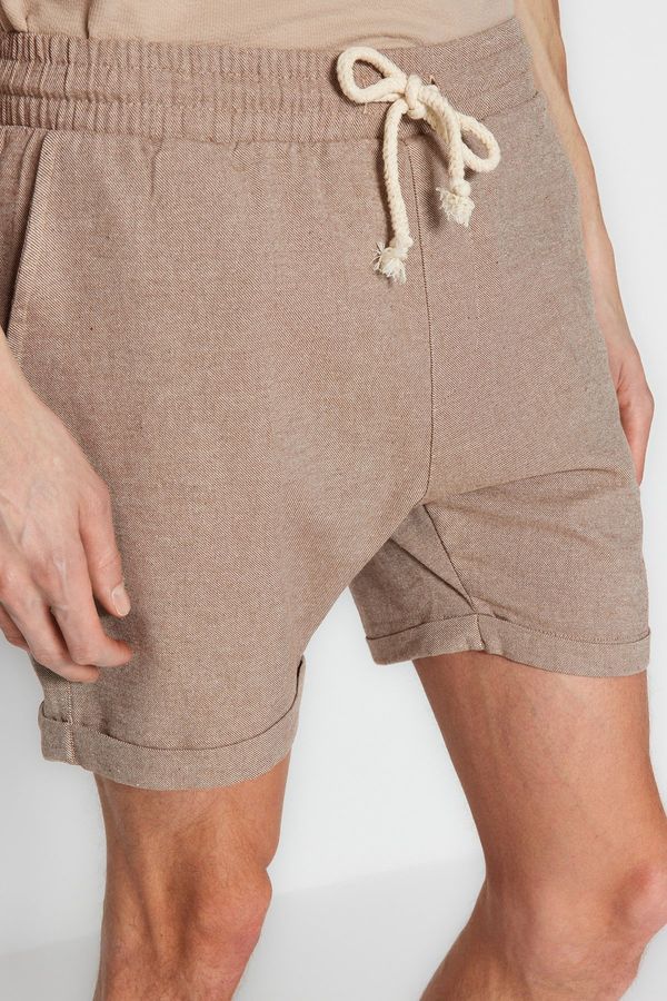 Trendyol Trendyol Mink Regular Fit Elastic Waist Linen Look Short Shorts & Bermuda