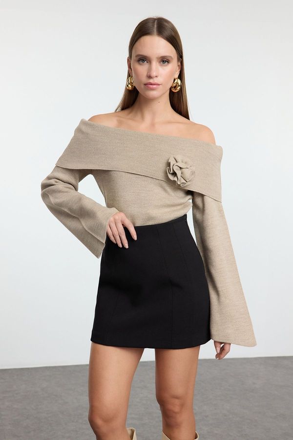 Trendyol Trendyol Mink Rose Detailed Knitwear Sweater