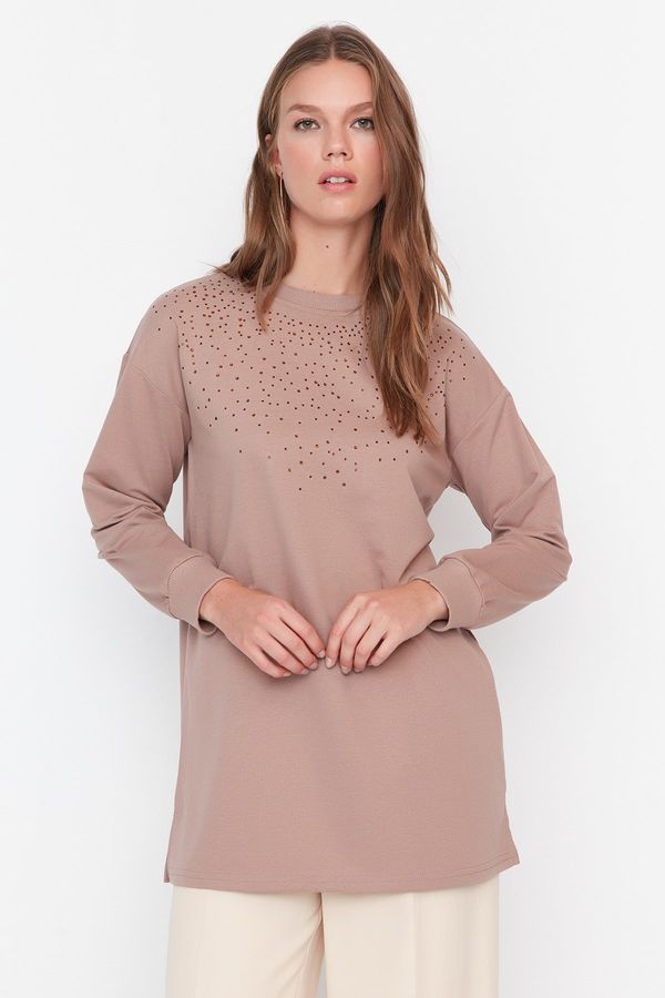 Trendyol Trendyol Mink Sequin Knitted Tunic