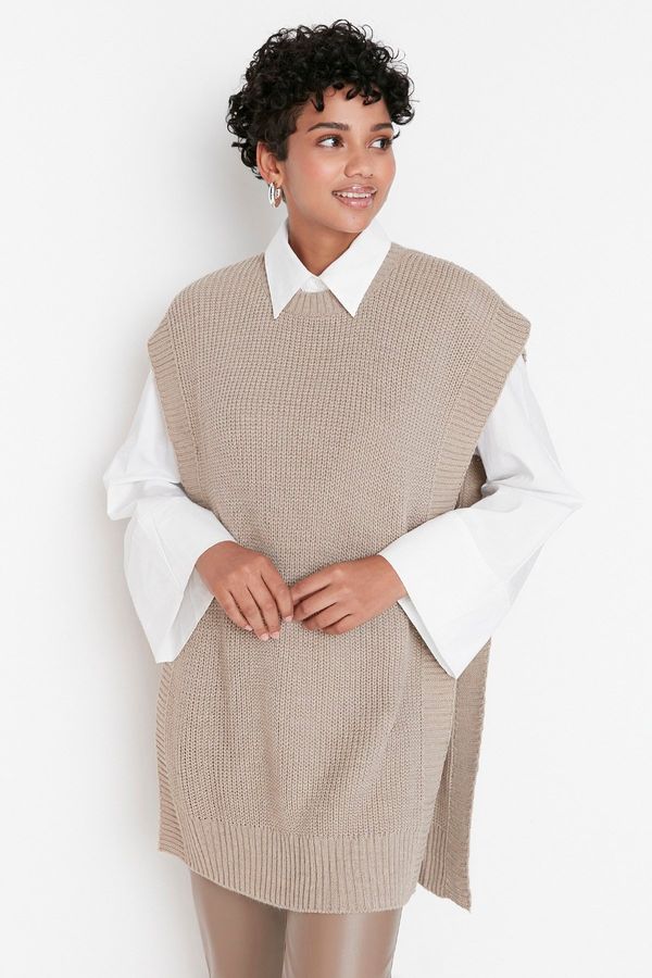 Trendyol Trendyol Mink Side Slit Detailed Knitwear Sweater