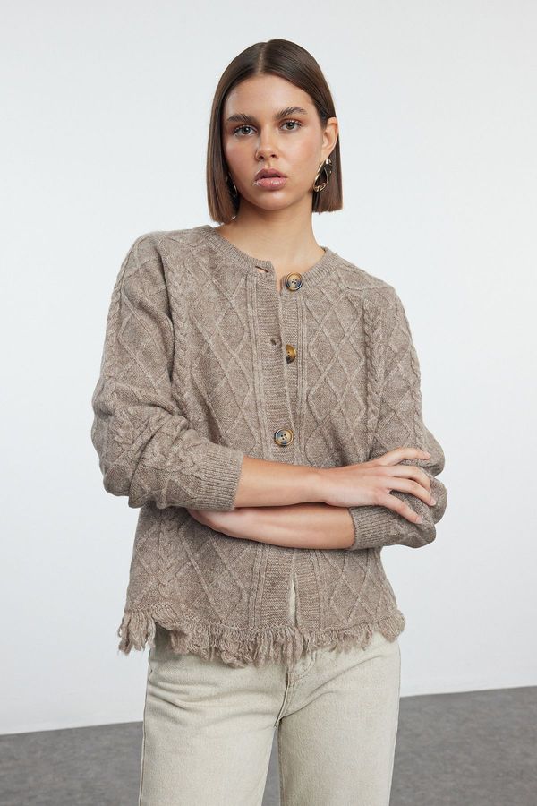 Trendyol Trendyol Mink Soft Texture Tassel Knitted Cardigan