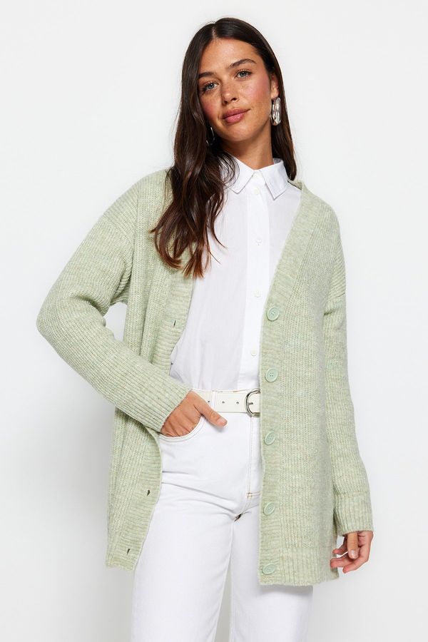 Trendyol Trendyol Mint Buttoned V Neck Knitwear Cardigan