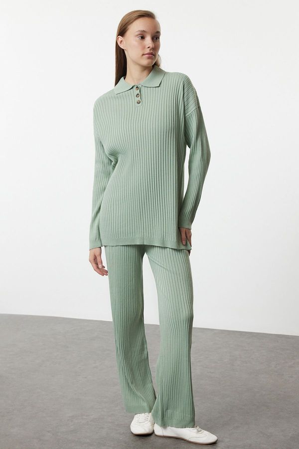 Trendyol Trendyol Mint Corded Knitwear Bottom-Top Set