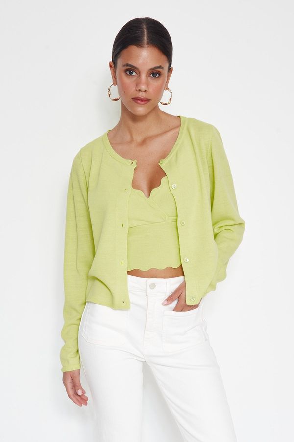 Trendyol Trendyol Mint Crop 2-Pack Top-Round Cardigan Knitwear Set