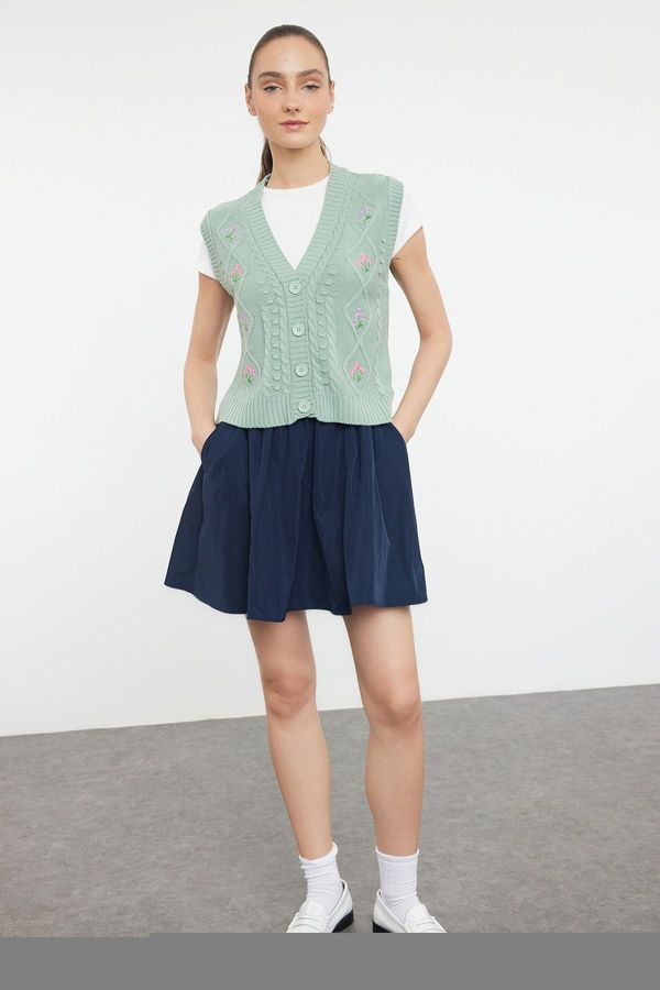 Trendyol Trendyol Mint Embroidery Detailed Knitwear Vest