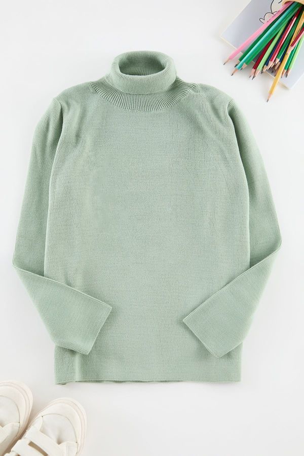 Trendyol Trendyol Mint Girls Turtleneck Mini Me Mother-Daughter Knitwear Sweater