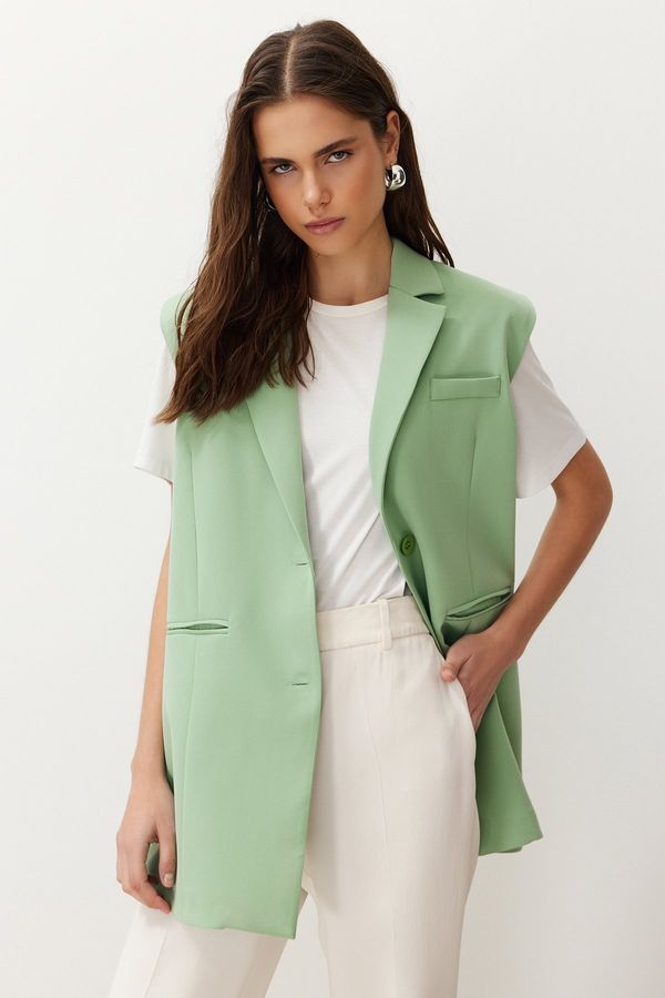 Trendyol Trendyol Mint Lined Button Closure Woven Vest