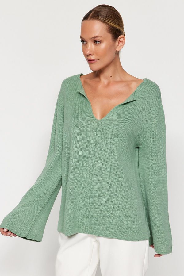 Trendyol Trendyol Mint More Sustainable V-Neck Knitwear Sweater