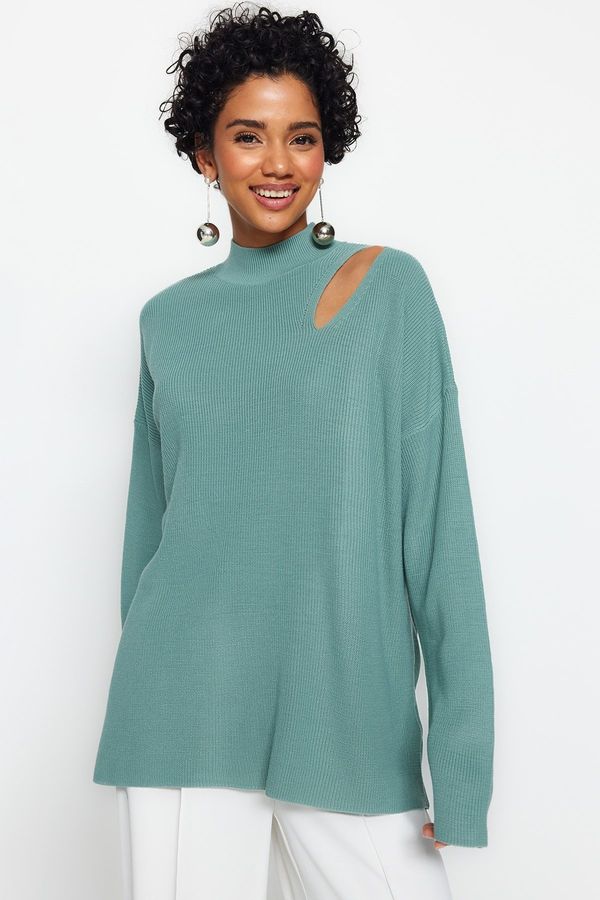 Trendyol Trendyol Mint Oversized Window/Cut Out Knitwear Sweater