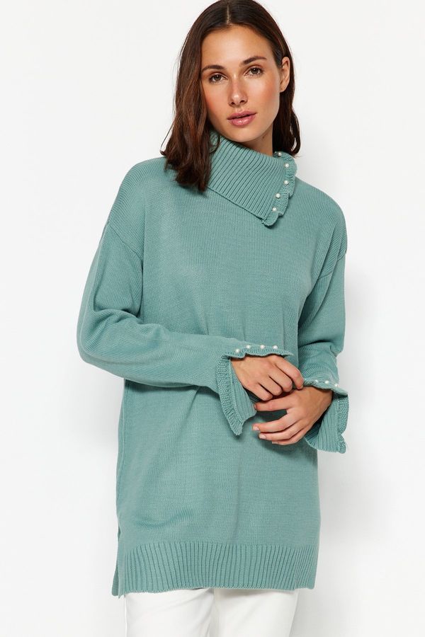 Trendyol Trendyol Mint Pearl Detailed Knitwear Sweater