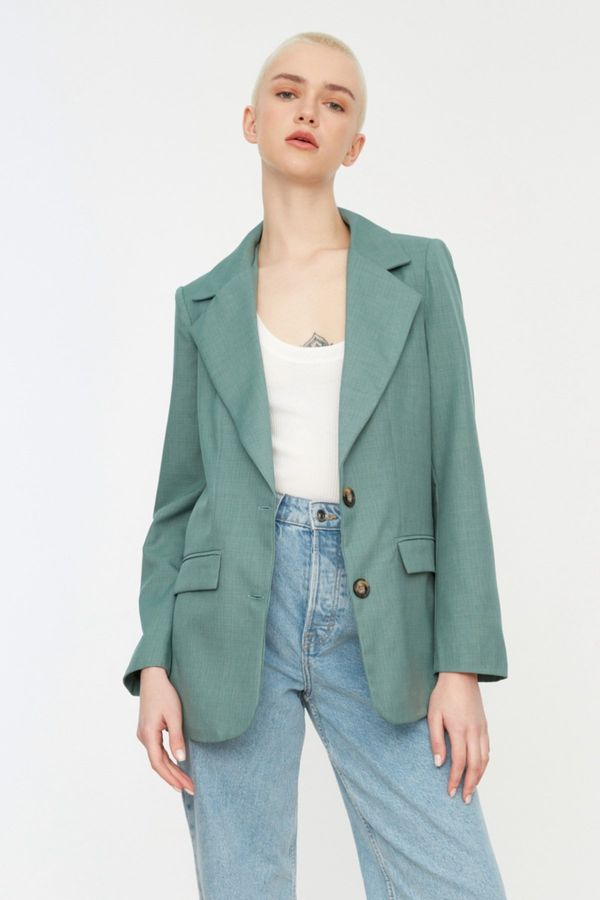 Trendyol Trendyol Mint Plain Belted Blazer Jacket