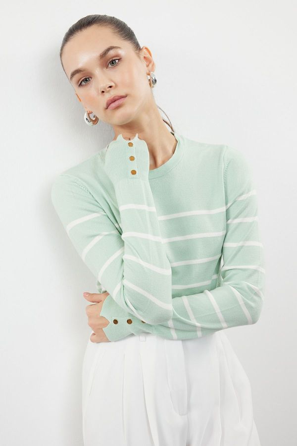 Trendyol Trendyol Mint Premium Yarn / Special Yarn Striped Knitwear Sweater