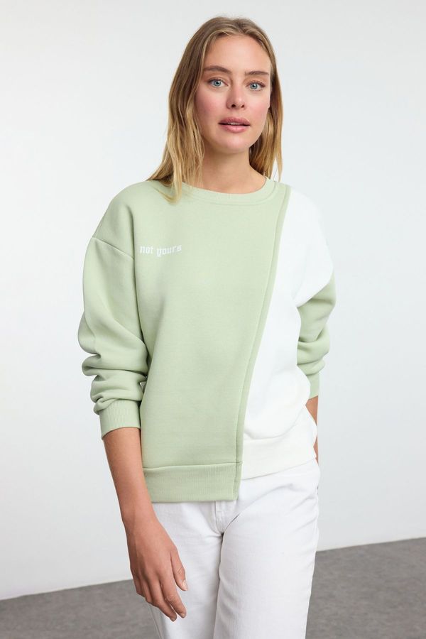 Trendyol Trendyol Mint Printed Basic Knitted Sweatshirt