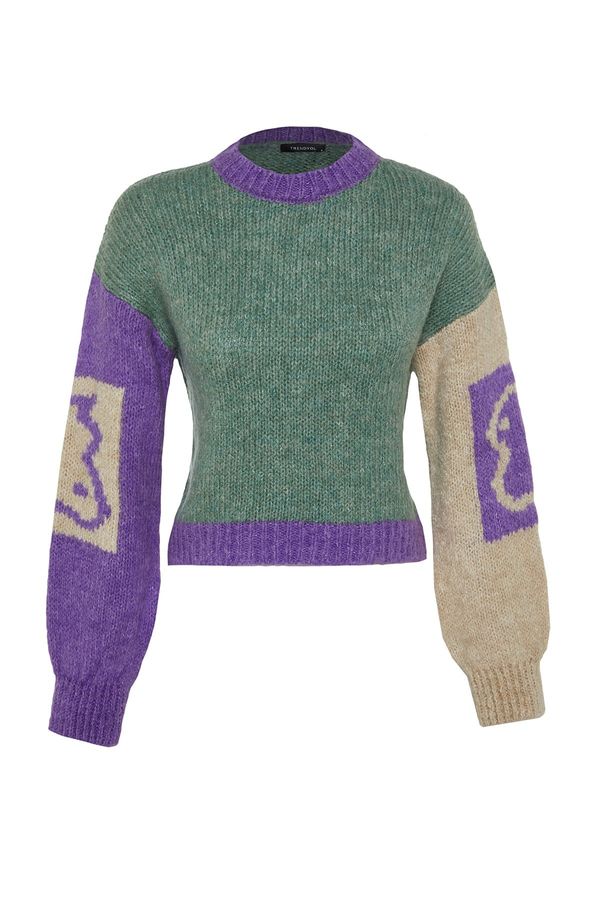 Trendyol Trendyol Mint Soft Textured Color Block Knitwear Sweater