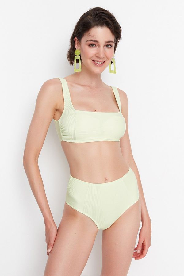 Trendyol Trendyol Mint Textured High Waist Bikini Bottoms