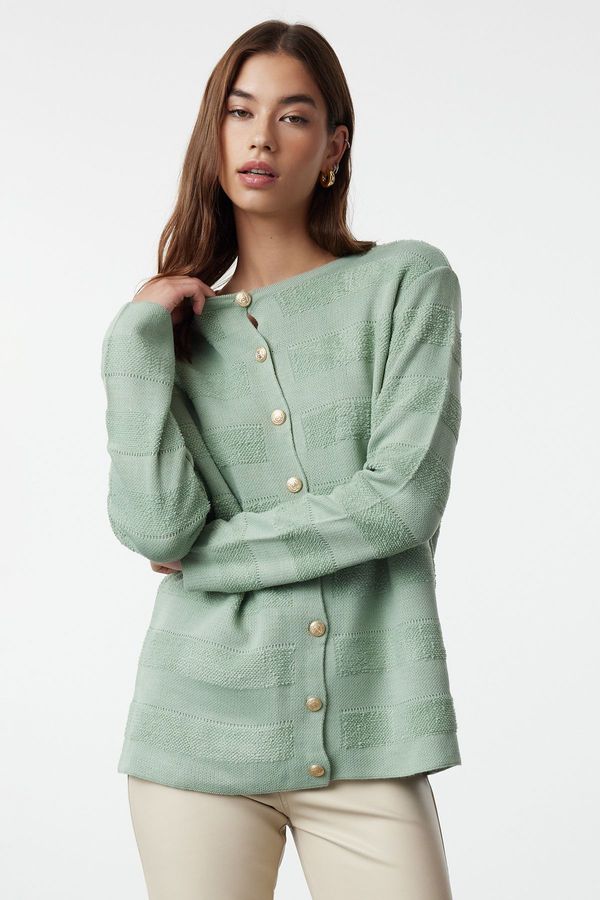 Trendyol Trendyol Mint Towel Textured Knitwear Cardigan