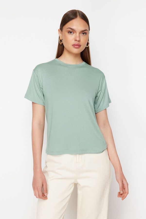 Trendyol Trendyol Mint Viscose Short Sleeve Crew Neck Knitted T-Shirt