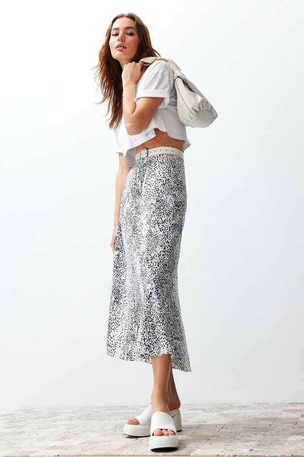 Trendyol Trendyol Multi Color Animal Patterned Viscose Fabric Midi Woven Skirt