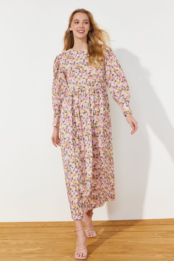 Trendyol Trendyol Multi Color Floral Patterned Cotton Woven Dress